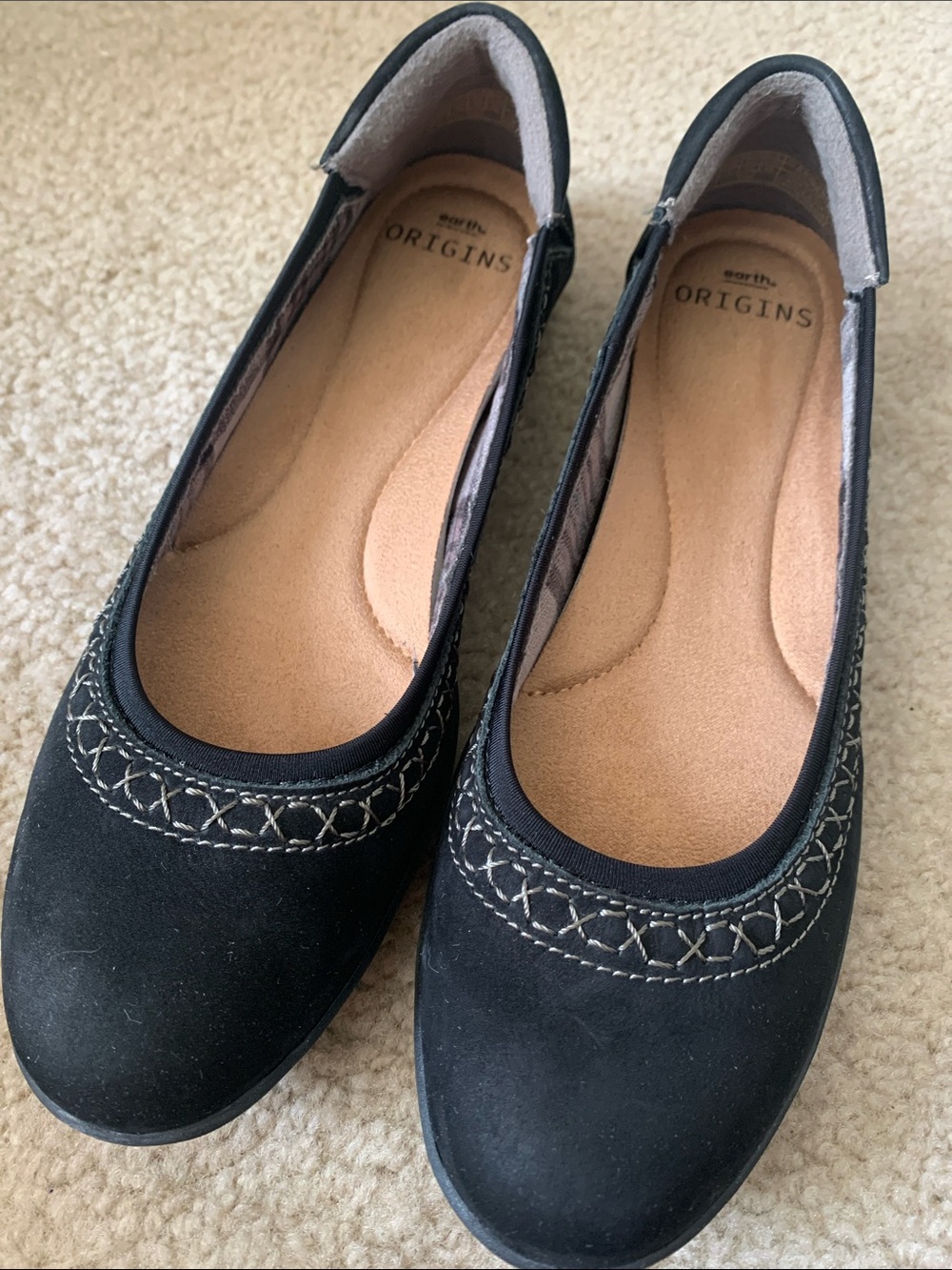 Origins Black Women's Slip-On Embroidered Ballet Flats